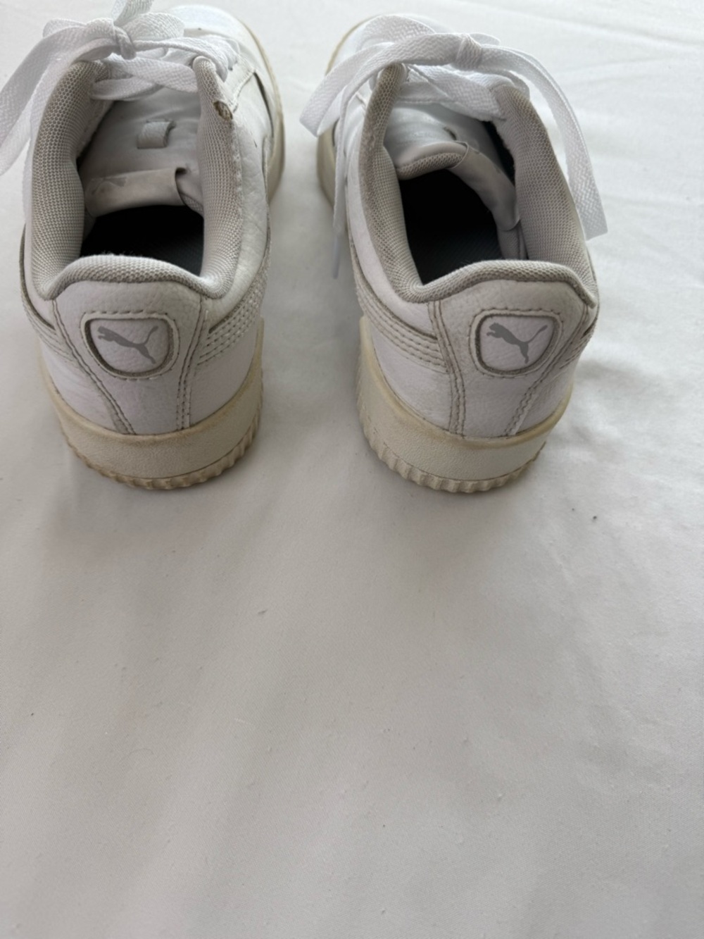 Puma Carina 2.0 White Low-Top Leather Sneakers Textured Platform Sole 80’s - Picture 4 of 8